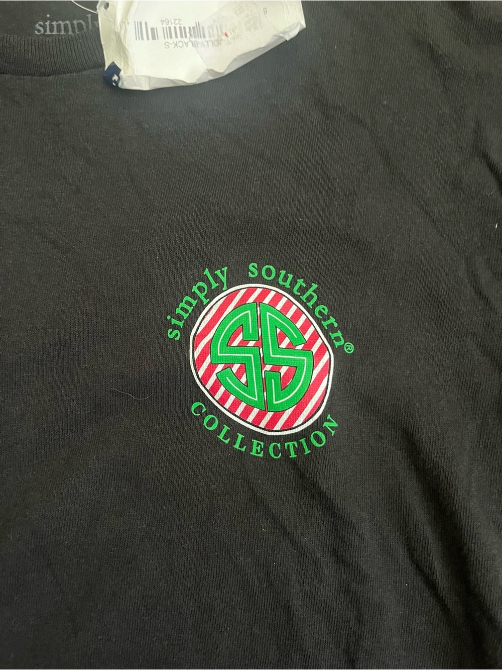 Simply Southern Christmas Long Sleeve Logo T-Shirt - Black - Picture 2 of 5